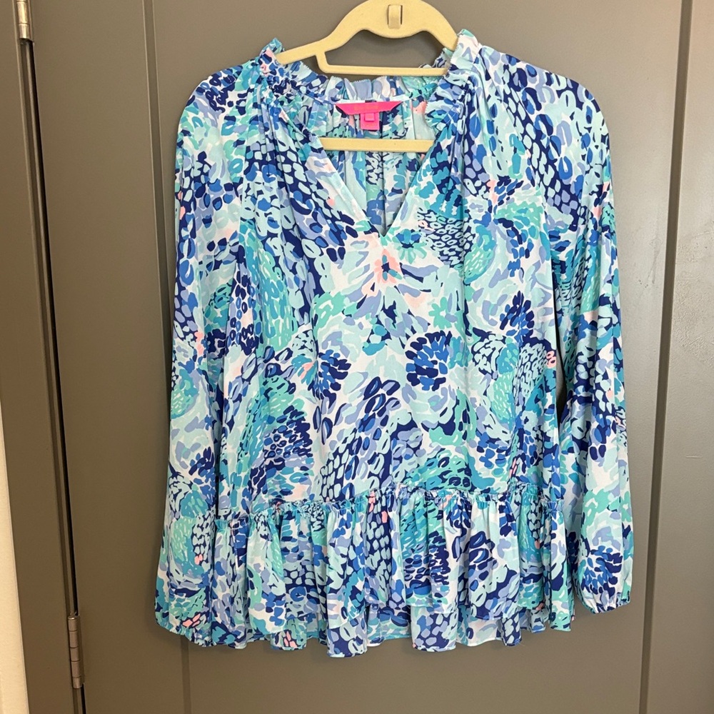 Lilly Pulitzer Blue and Pink Blouse
